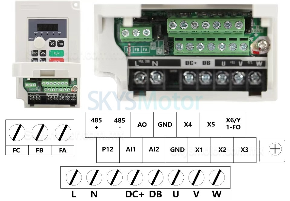 Variador de frecuencia de 5,5kW H100-5.5S2/T4, 220V/380V, para motor de husillo CNC y m&aacute;quina de grabado